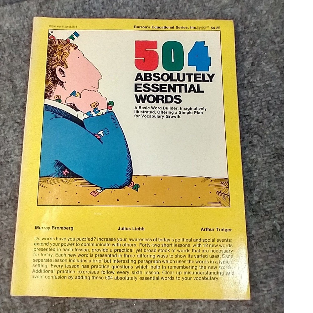 Barron's 504 Absolutely Essential Words Book Paperback Yellow Vocabulary Guide